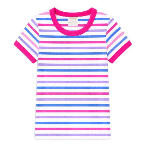 Milky Stripe Rib Tee 2-7Y